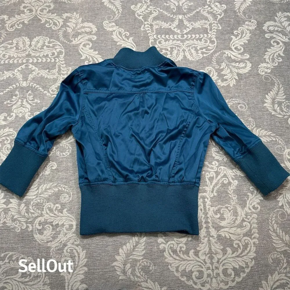 Outer Edge Women's Teal Snap Button Jacket Blue Size M Standard
